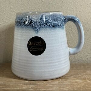 Barcela Portugal Handmade Stoneware Pottery Large Coffee/Tea Mugs White Blue